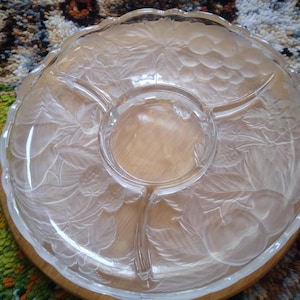 Vintage Mikasa Studio Nova Fruit Embossed Glass Dip Platter