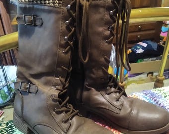 Vintage Route 66 Brown Lace-Up Boots - Women's Size 11