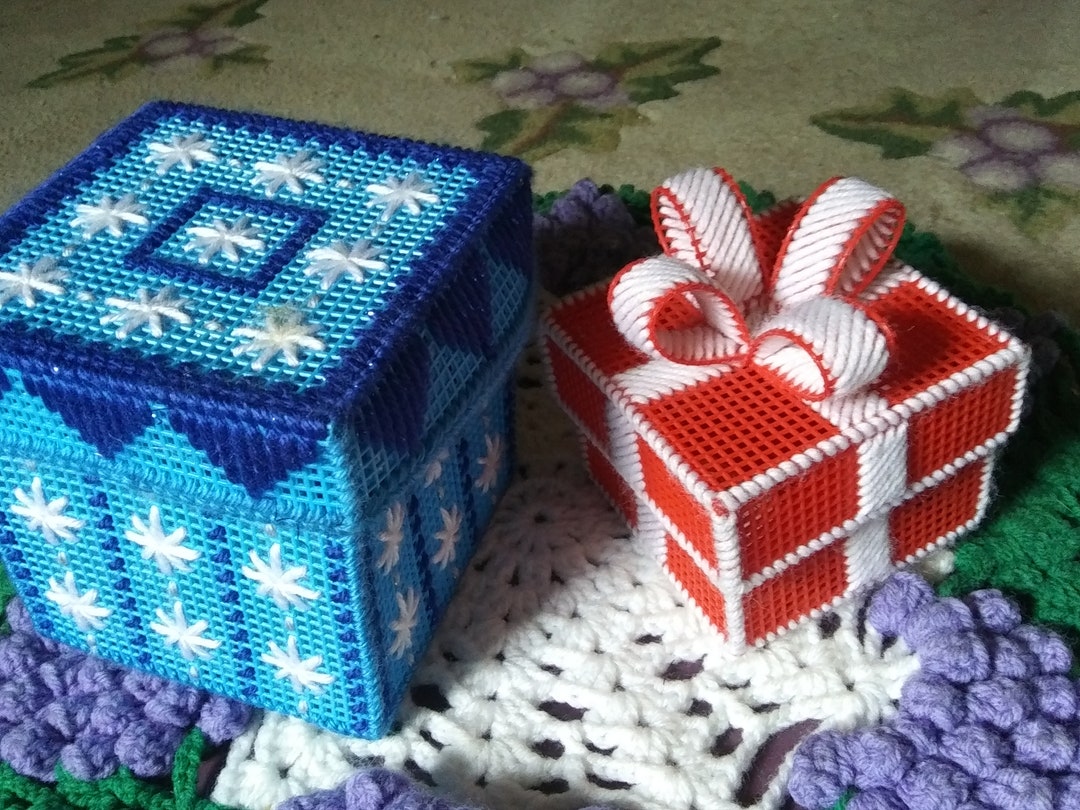 Unique Handmade Plastic Canvas Boxes With Covers New for Gift Etsy