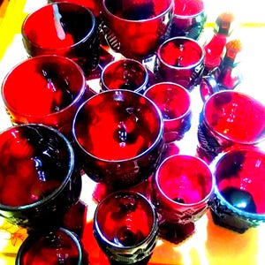 Vintage Ruby Red Avon Cape Cod Festive Dining Accessories