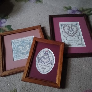 Vintage Framed Calligraphy Art: Love Quotes, Friendship Art (Choice of 3)