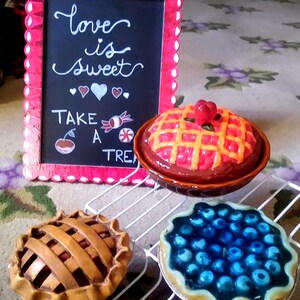 Love is Sweet, Sign, Cherry, Blueberry, Butternut Squash, Pie Scented Candles Handmade, Faux Pies