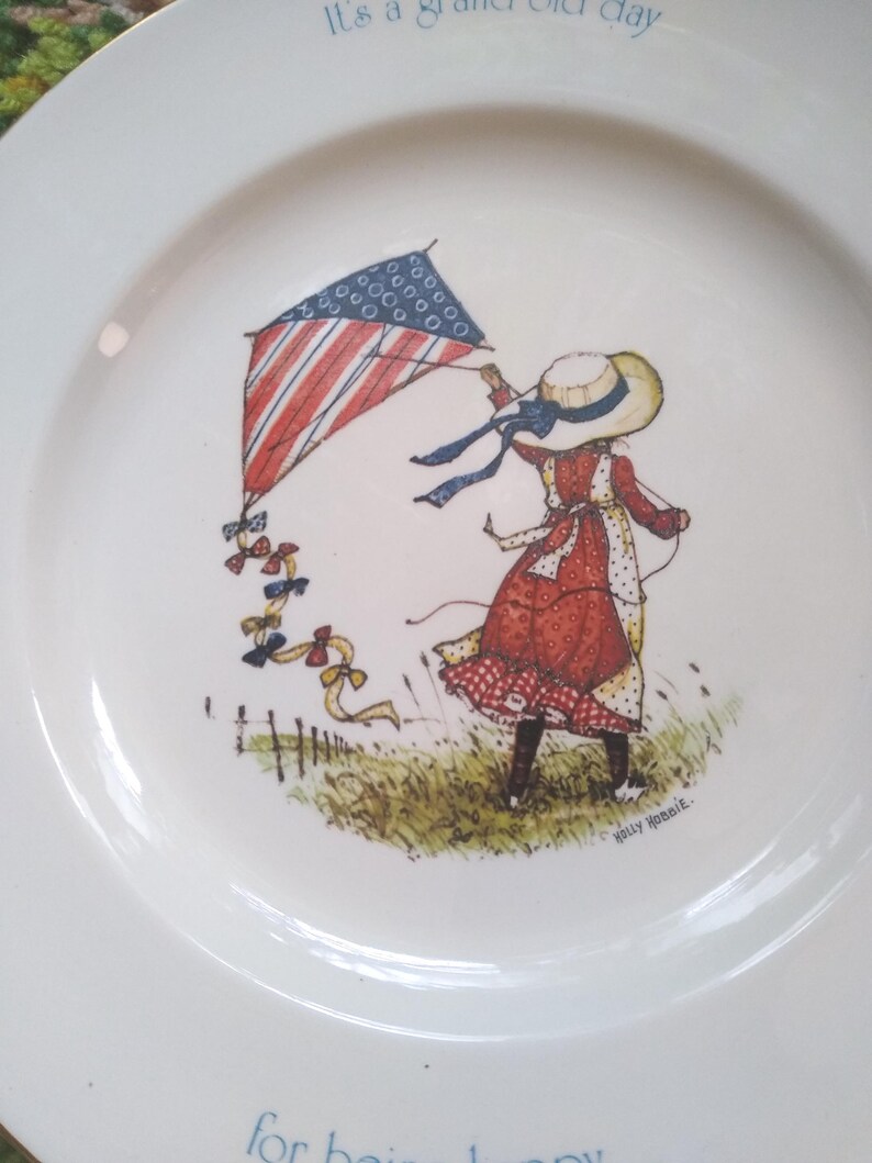 Plato de cristal de carnaval: Decoración de cometa de Holly Hobbie y osos de EE. UU. Holly Hobbie plate