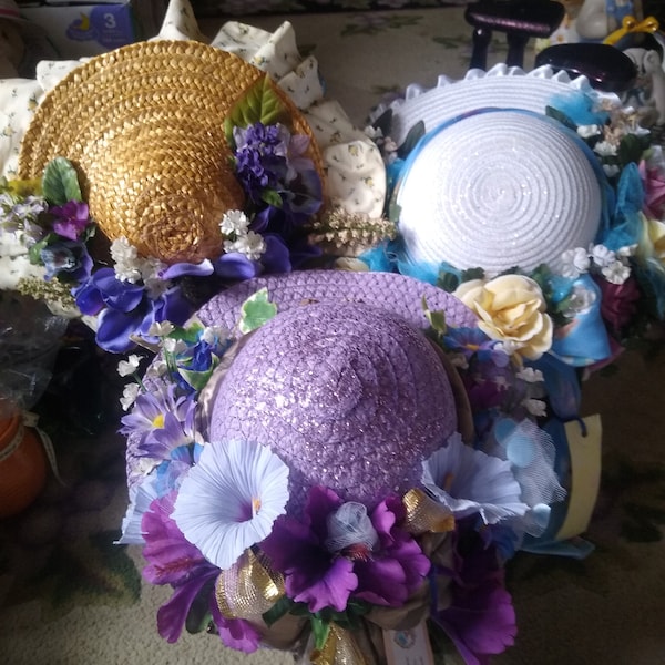 Vintage Decorated Hat, Door Wall Decor, Choice of 3 Hand Made Summer Decor for Your Home