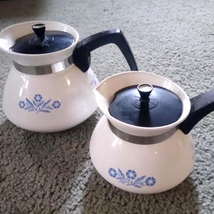 Vintage Corning Ware Teapot: Cornflower Blue, 6-Cup or 3-Cup Kettle