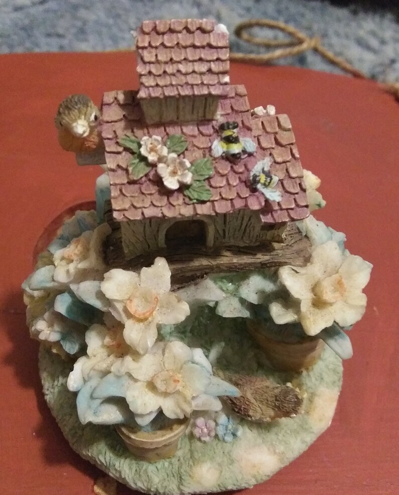Adorno para velas con forma de casita de pájaros vintage: Decoración de nido de pájaro, 3 opciones a elegir brown roof house