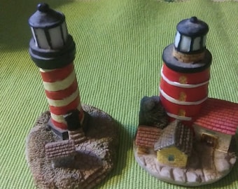 8 Vintage Light Houses, Ceramic World Inc 1999, Brooklyn N.Y., Poly Resin, 8 Different Mini Lighthouses
