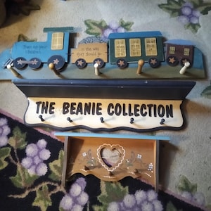 Handmade Wooden Shelves, Beanie Collection, Heart All With Pegs