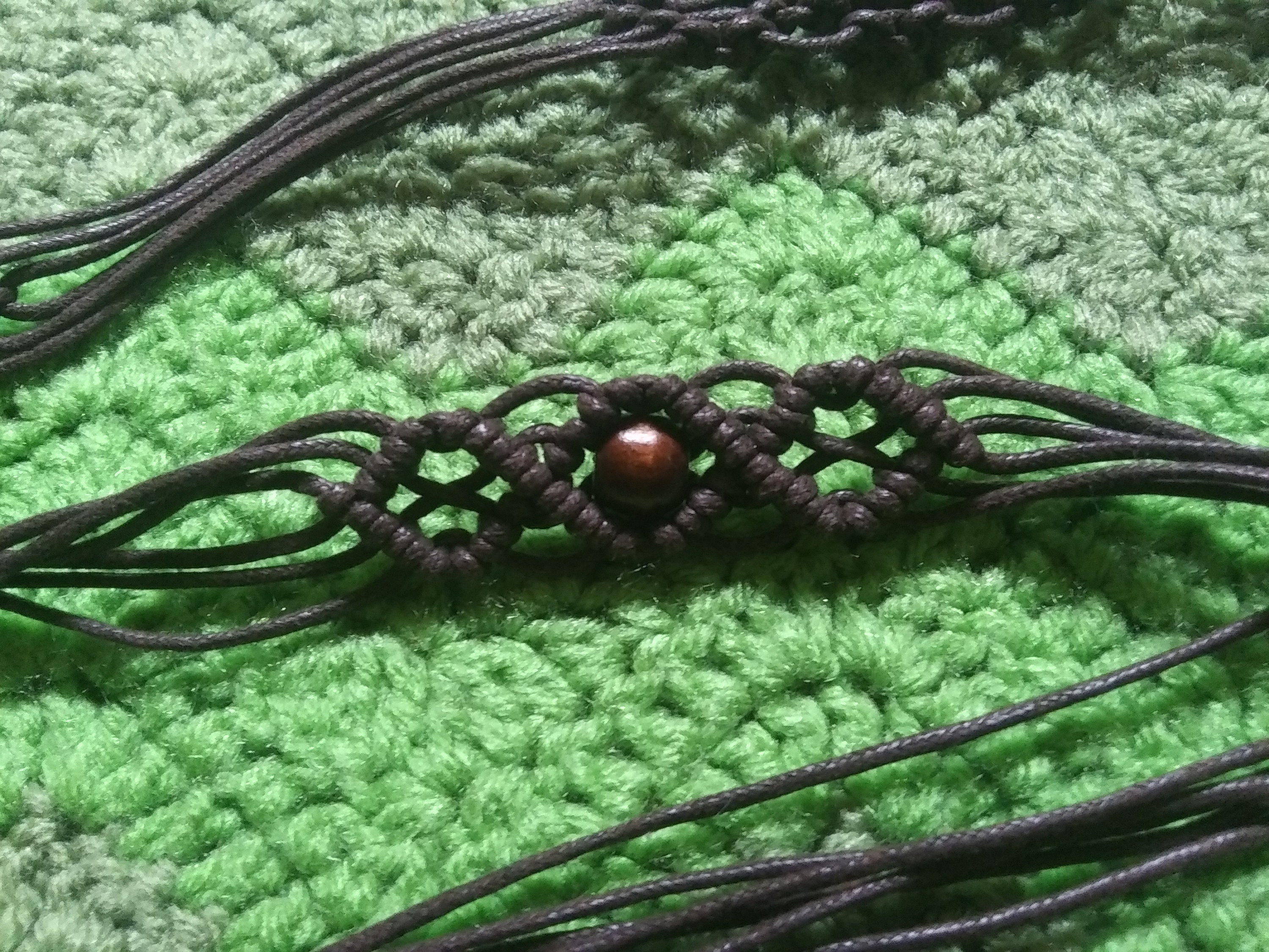 Vintage Macrame Belt With Wood Beads, Handmade Boho Hippie  display picture 1
