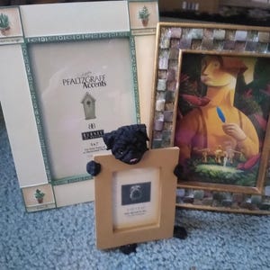Frames for Photos, Pug Holding Picture, Mosaic or Pfaltzgraff Accents