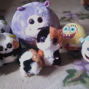 Choice of Ty Beanie Babies: Groot, Buster Moon, Nibbles, Patches, Boots, Dew Drop, Bonsai