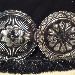 Choice of 2 Pattern Vintage Cake Plate - Fancy Cake Plate, Footed Cake Stand- Scrolled Cake Plate - Indiana Glass, Flower Burst or Snowflake