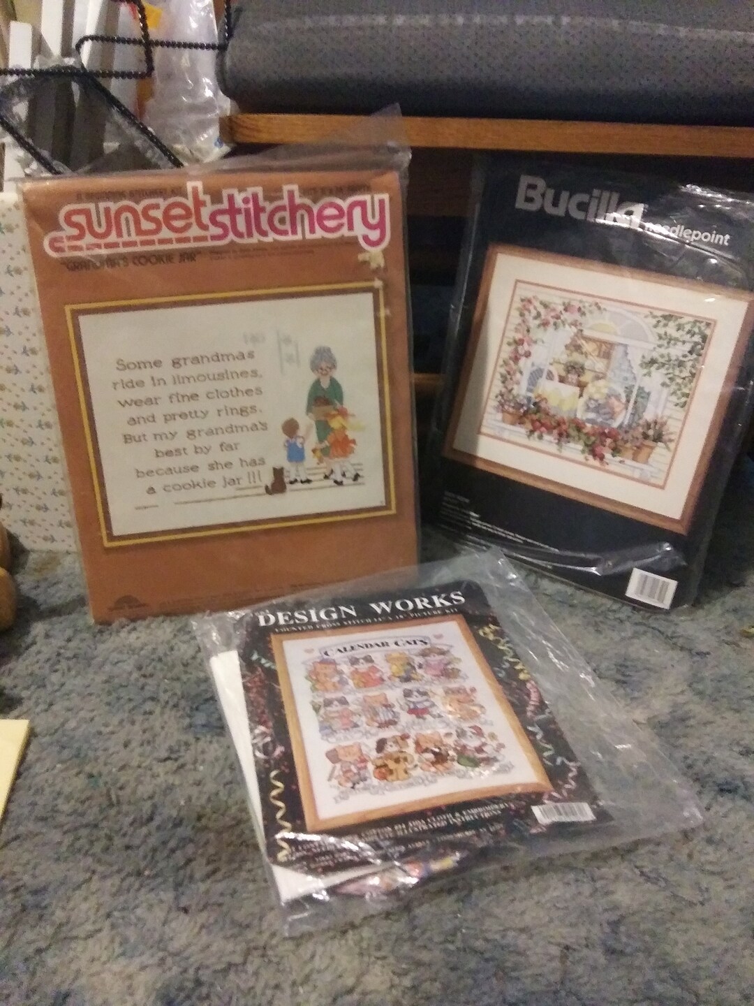 Choice of 3 Vintage Needlepoint Kits Cozy Scene Cat Garden Etsy