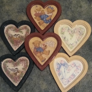 Vintage Homco Heart Wall Decor Set: Chickadees, Floral, or Bears