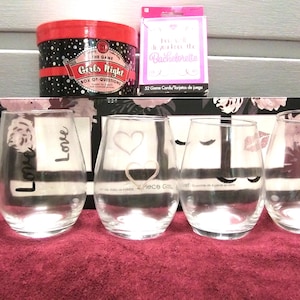 FANTASTIQUES verres à boire, verres vintage, lot de 4, ensemble de gobelets, Arcadia Beauty Labs, avec 2 jeux de nuit entre filles en prime
