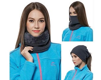 WPTCAL 2 Pack Winter Neck Gaiters Fleece Neck Warmer Heavy Winter Head Scarf for Women and Men Outdoor Sports