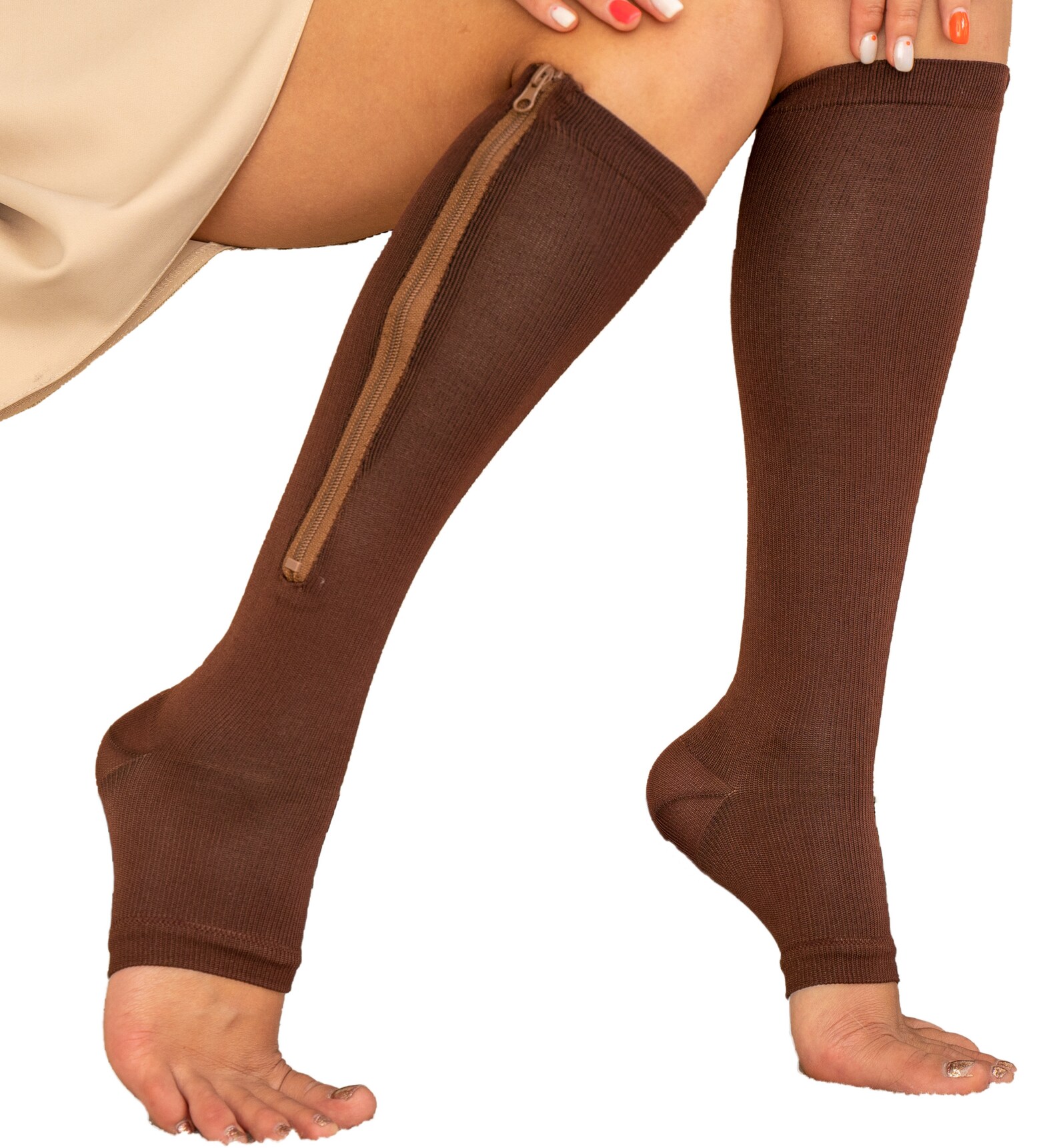 Zipper Pressure Compression Socks Support Stockings Leg Open Etsy