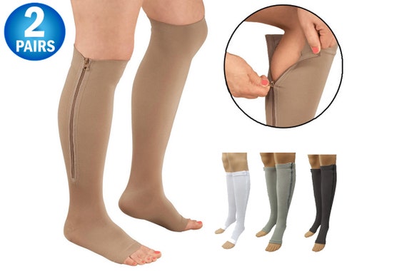 Zipper Compression Socks Women & Men - 2Pairs Calf Knee High 15