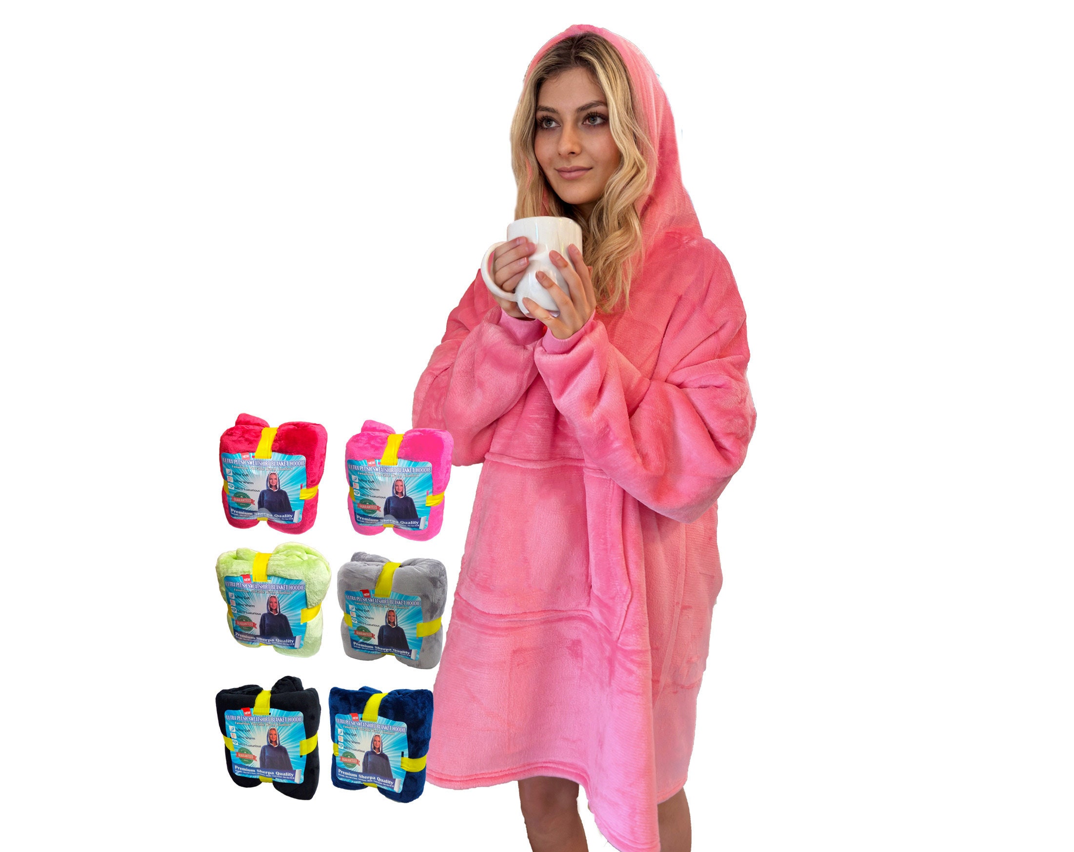 Snuggly™ Oversized Blanket Hoodie - Baby Pink