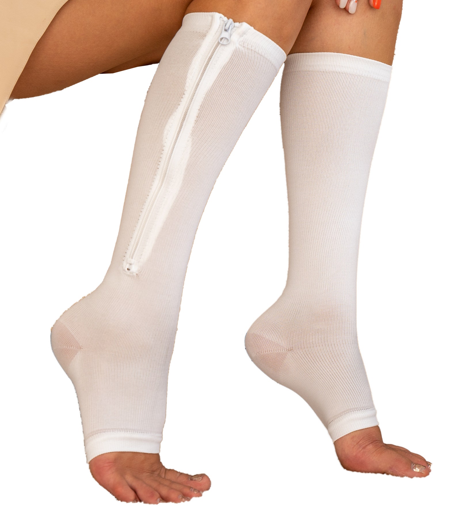 Zipper Pressure Compression Socks Support Stockings Leg Open Etsy