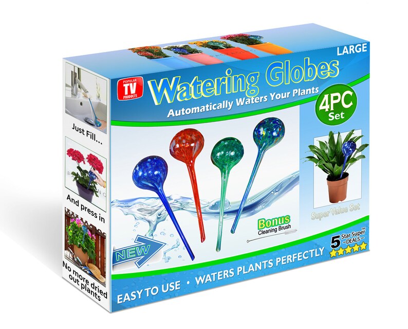 4 Aqua Plant Watering Globes Automatic Self Drip Plant Hand Etsy