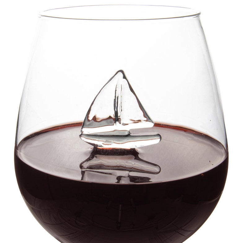 3D Sailboat Stemless Wine Glass Highend Merlot Etsy