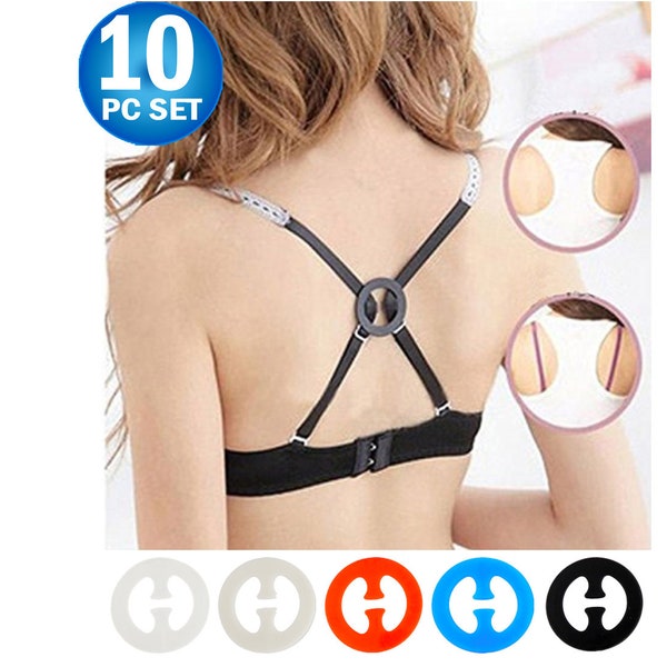 10pc Bra Strap Clips For Back Conceal Bra Strap Holder Adds A Full Cup Size - Cleavage Control Keep Straps From Slipping