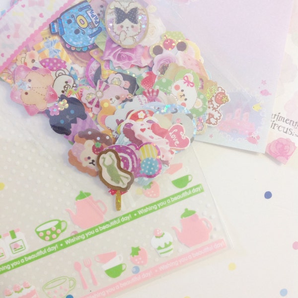 100 Kawaii Sticker Flakes & Memos