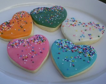 Heart sugar cookies gluten free iced with Nonpareils