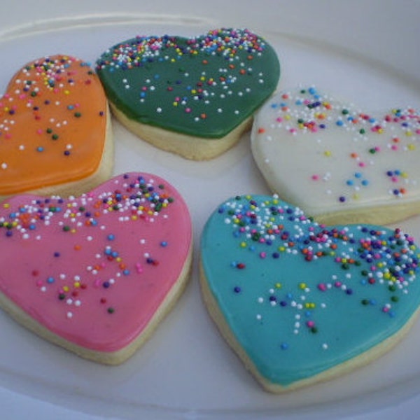 Heart sugar cookies gluten free iced with Nonpareils