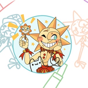 Sun & Moon Animatronics Sticker for Sale by MtnDew3301