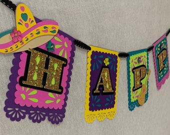 Bright Fiesta/Birthday/Celebration/Papel Picado Banner