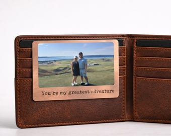 Copper Wallet Insert Card, Custom Photo on Metal, 7th Year Gift