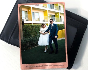 Personalized Wallet Photo Card, 7th Anniversary Copper Gift