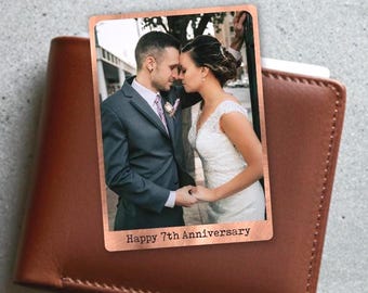Personalized Copper Photo Wallet Card Insert, Anniversary Gift