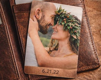 Personalized Metal Wallet Card, Custom Photo Anniversary Gift for Boyfriend