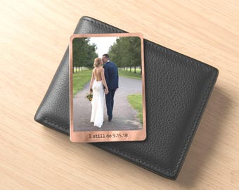 Custom Copper Photo Wallet Card, Personalized Anniversary Gift