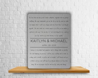 10th Anniversary Vows, Custom Calligraphy Art, Ten Year Gift (Digital Print)