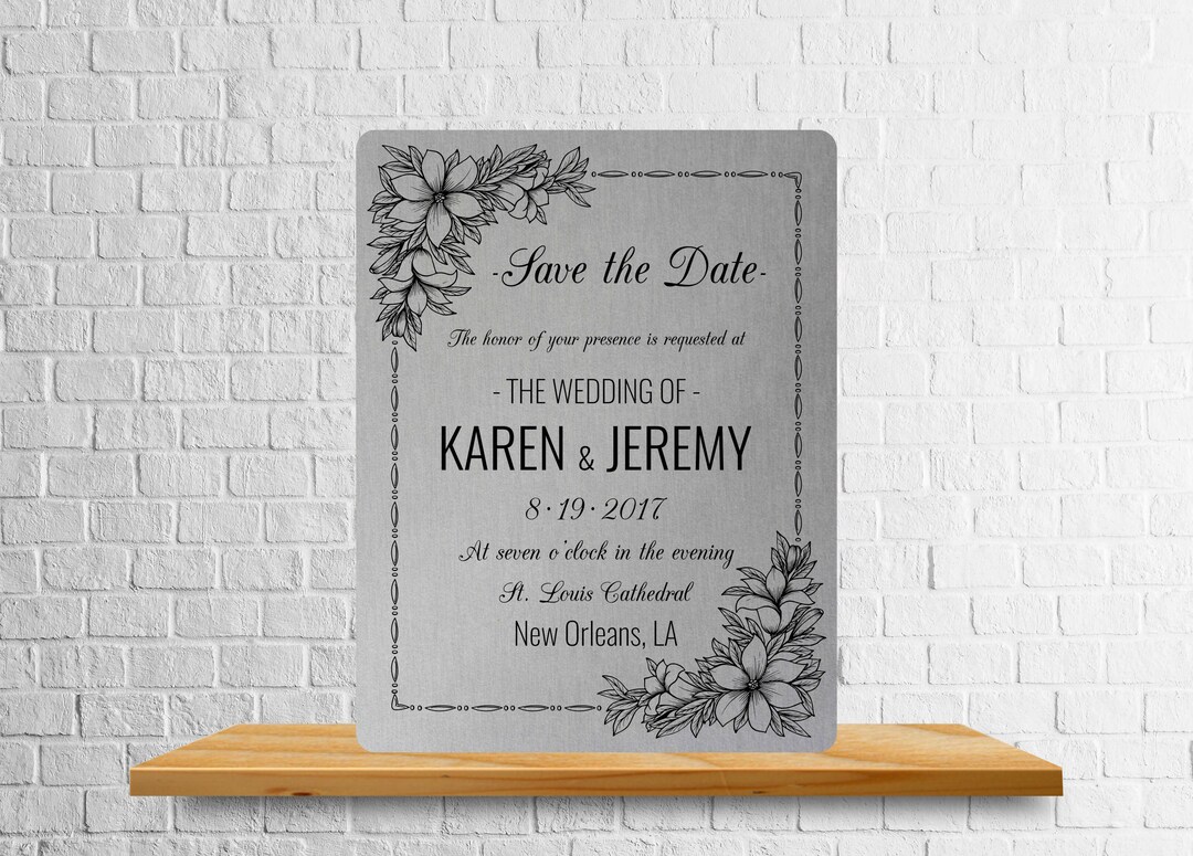 Save the Date Wedding Invitation on Metal Aluminum Etsy