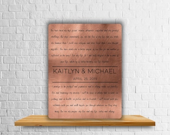 Personalized Copper Wedding Vows Art, 7th Anniversary Gift (Digital Print)