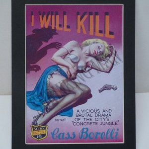 VINTAGE 1950s pulp book jacket print A3, A4 and A5 available mounted image 2