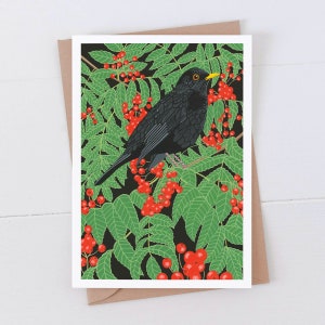 Merle noir - Carte Oiseau de jardin
