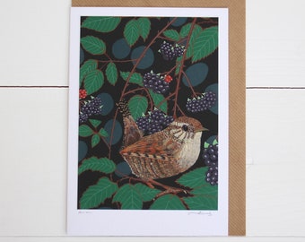 Wren - Greeting card hand titled and signed