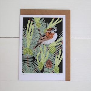 Sparrow - Greeting card hand titled and signed