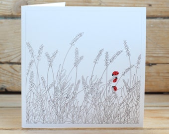 Lavender & Ladybirds Greeting Card