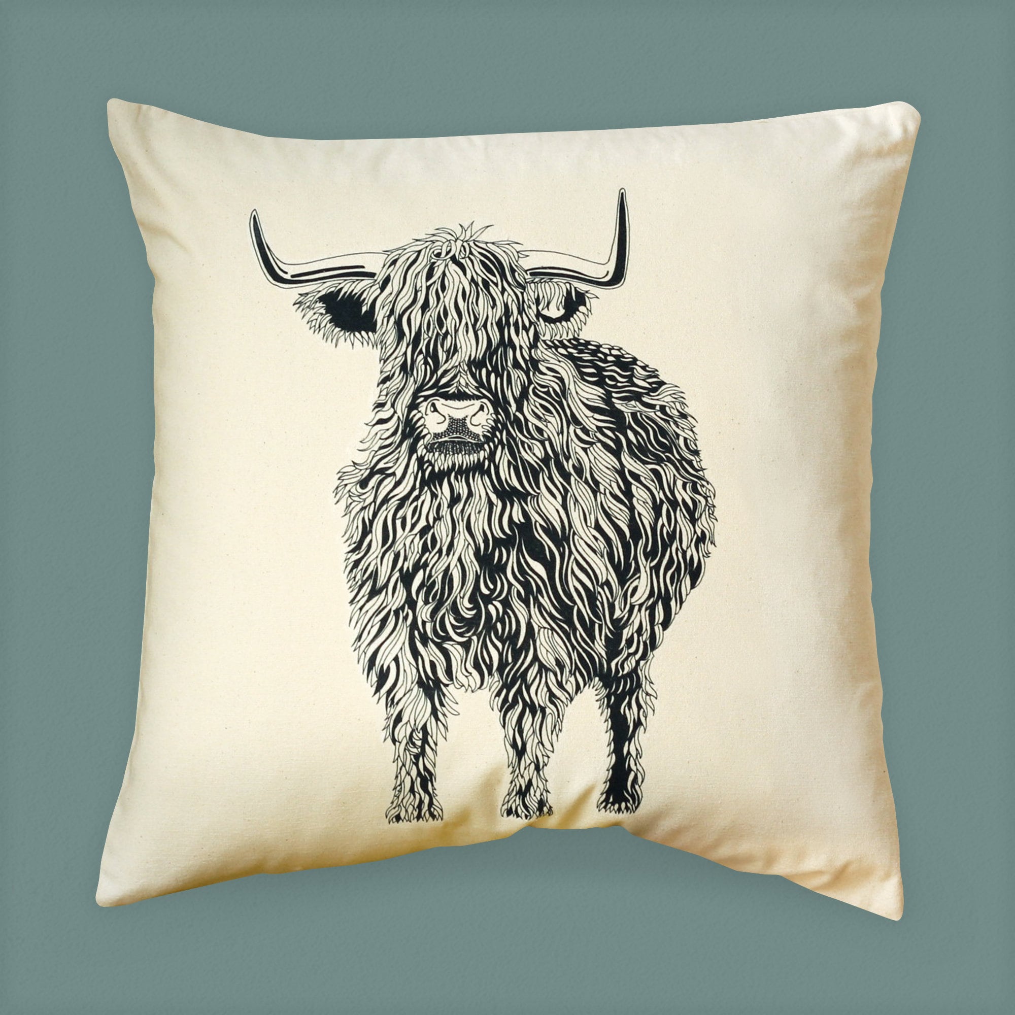 Highland Cow Canvas Cushion Cover - Etsy