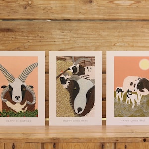 Zes schapen kerstkaart Pack