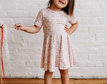 Kids Checker Mouse Short Sleeve Twirl Dress