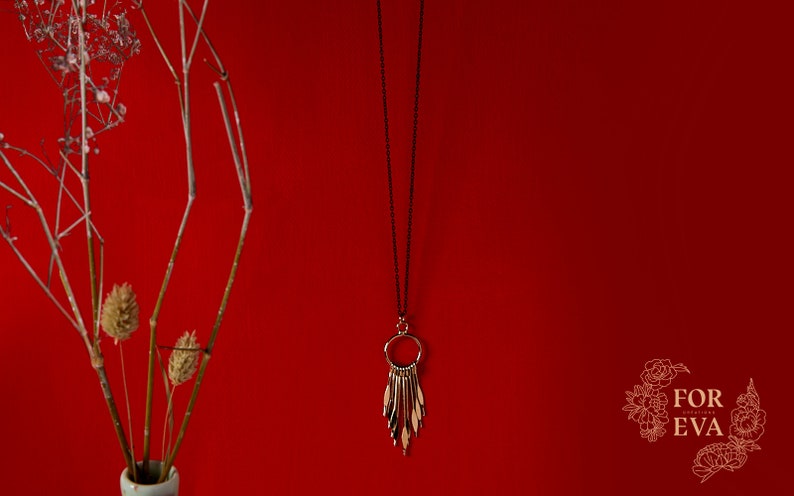 Sautoir Eva, noir et or Black and gold Long Necklace Eva image 3