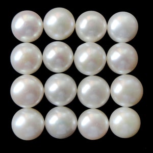 White Cultured Freshwater Pearls Half-Drilled Button 3-4mm - Joopy Gems